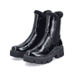 Schwarze Rieker Damen Chelsea Boots Y3350-00 mit einem Reißverschluss. Schuhpaar seitlich schräg.