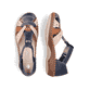 Blaue Rieker Damen Riemchensandalen M1655-14, Barfußschuhe mit Klettverschluss. Schuh von oben, liegend.