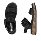 Schwarze Rieker Damen Riemchensandalen W0800-00 mit trendigen Schnalle. Schuh von oben, liegend.