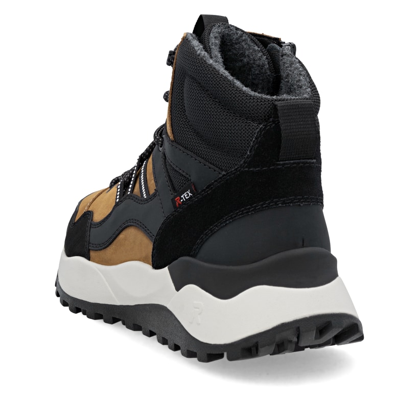 Bottes à lacets Rieker jaunes pour homme U1370-68 avec membrane RiekerTEX. Chaussure vue de l'arrière.