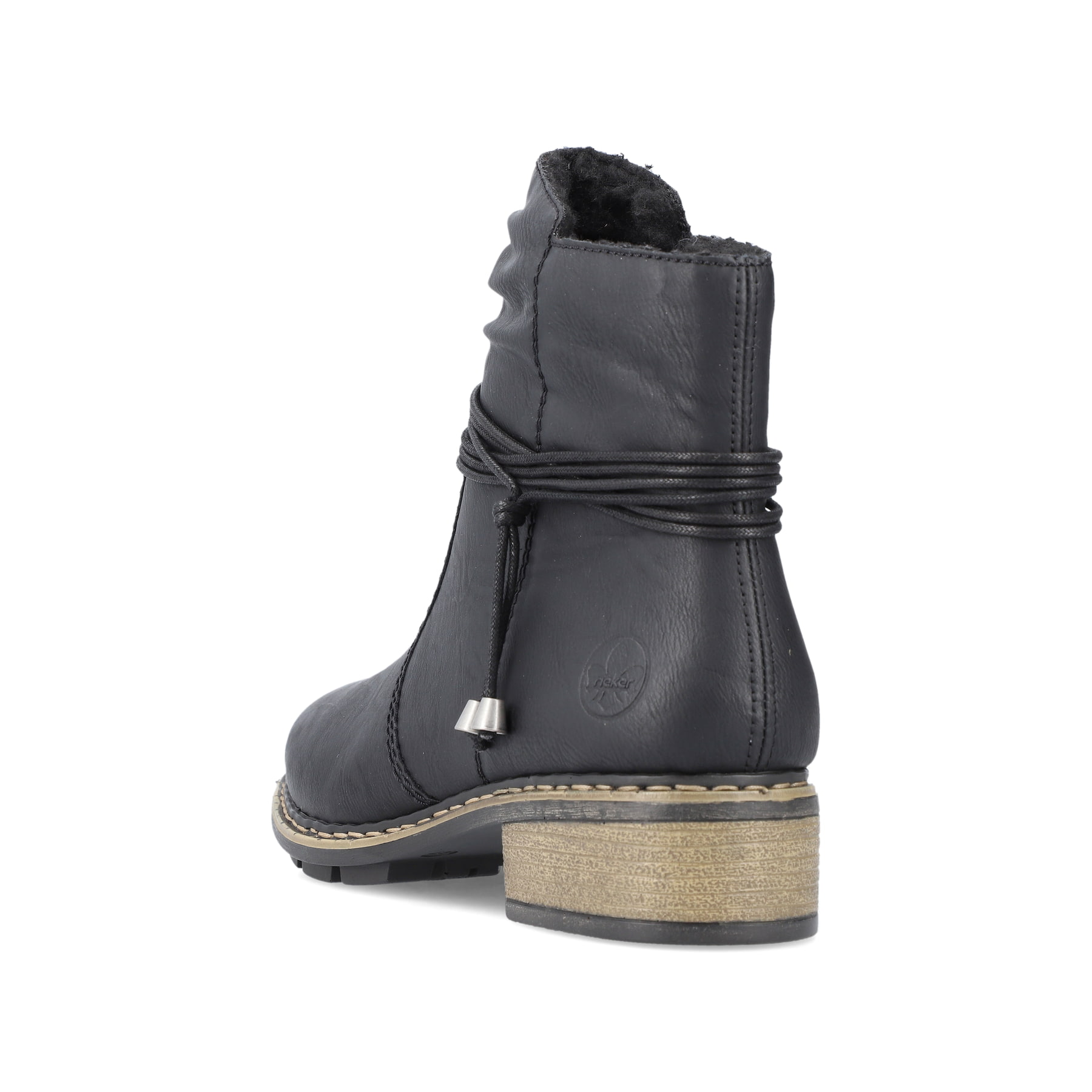 Bottines Rieker noires pour femme 77263-00 avec corde Ã  la mode. Chaussure vue de dessus.