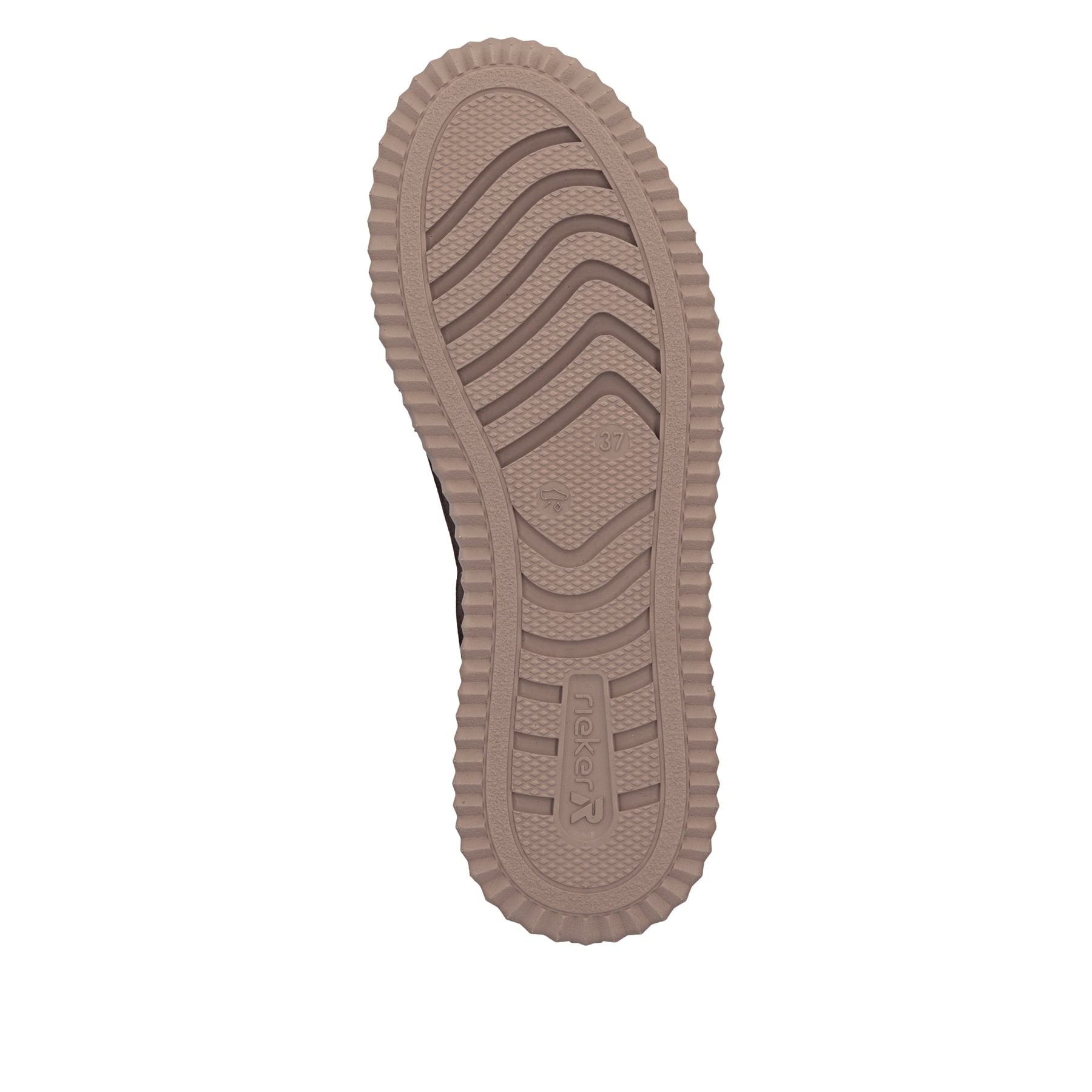 Braun-beige Rieker Damen Sneaker Low N9920-25 mit flauschigen Schnürsenkeln. Schuh Laufsohle.