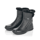 Schwarze Rieker Damen Kurzstiefel Z7181-00 mit wasserabweisender TEX-Membran. Schuhpaar seitlich schräg.