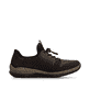 Dunkelbraune Rieker Damen Slipper N32G0-25 mit Deko-Reißverschluss. Schuh Innenseite.