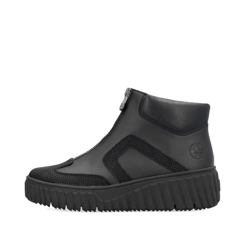 Weiße Rieker Damen Slipper N2162-80 mit Gummischnürung sowie geprägtem Logo. Schuh Außenseite gespiegelt.