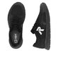 Schwarze Rieker Herren Sneaker Low 09100-00 mit einer Gummischnürung. Schuh von oben, liegend.