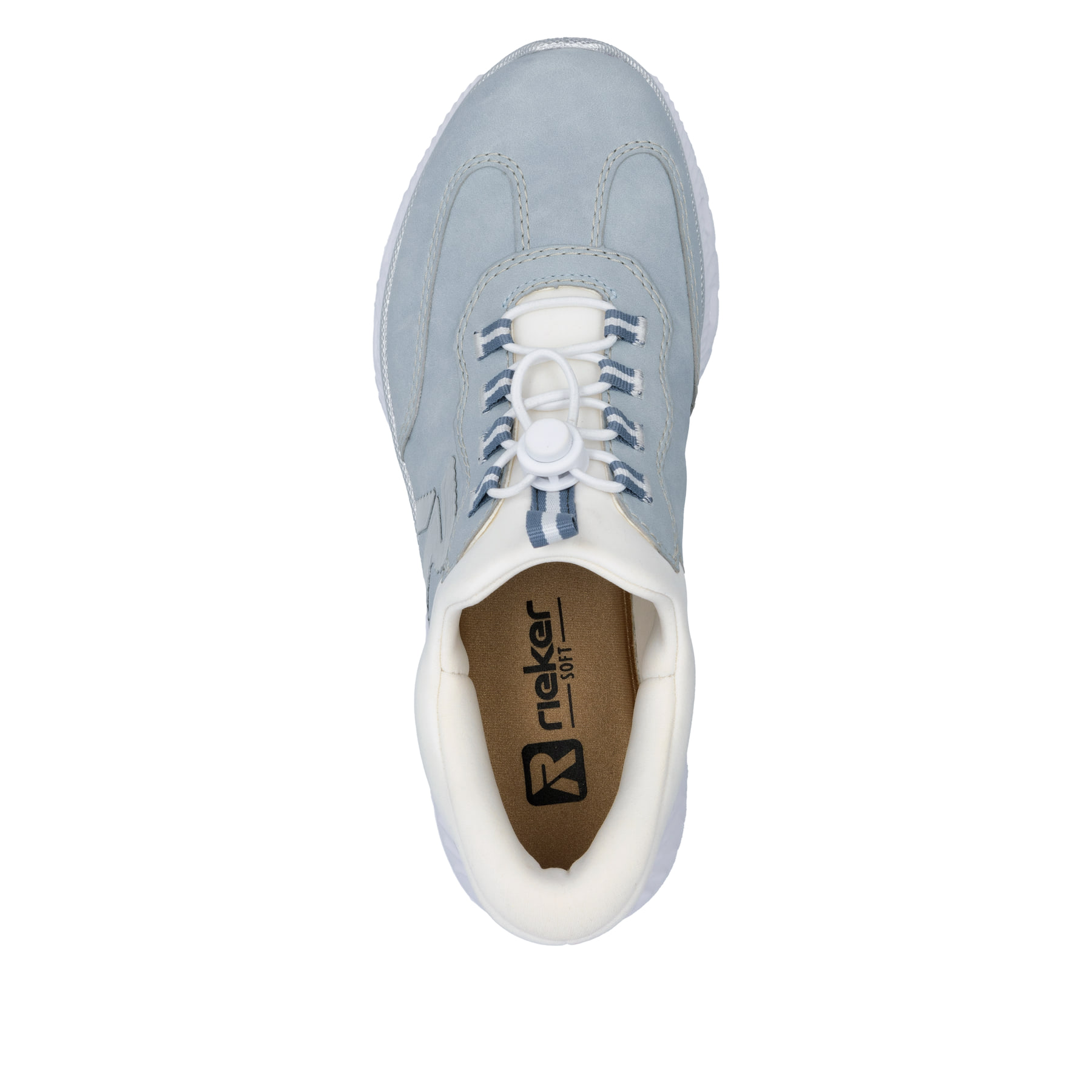 Baskets basses Rieker bleues pour femme M6071-12 avec bande élastique. Chaussure vue de dessus.