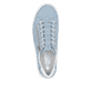 Blaue Rieker Damen Slipper N5952-10 mit einem Reißverschluss. Schuh von oben.
