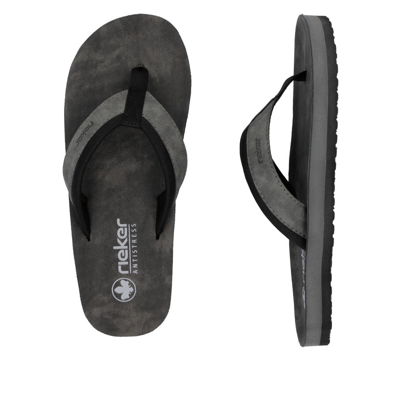 Graue Rieker Herren Zehentrenner 20151-45 mit der Komfortweite G. Schuh von oben, liegend.