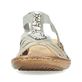 Mintgrüne Rieker Damen Riemchensandalen 60839-52 mit einem Elastikeinsatz. Schuh von vorne.