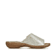 Hellbeige Rieker Damen Pantoletten 60896-62 mit einem Klettverschluss. Schuh Innenseite.