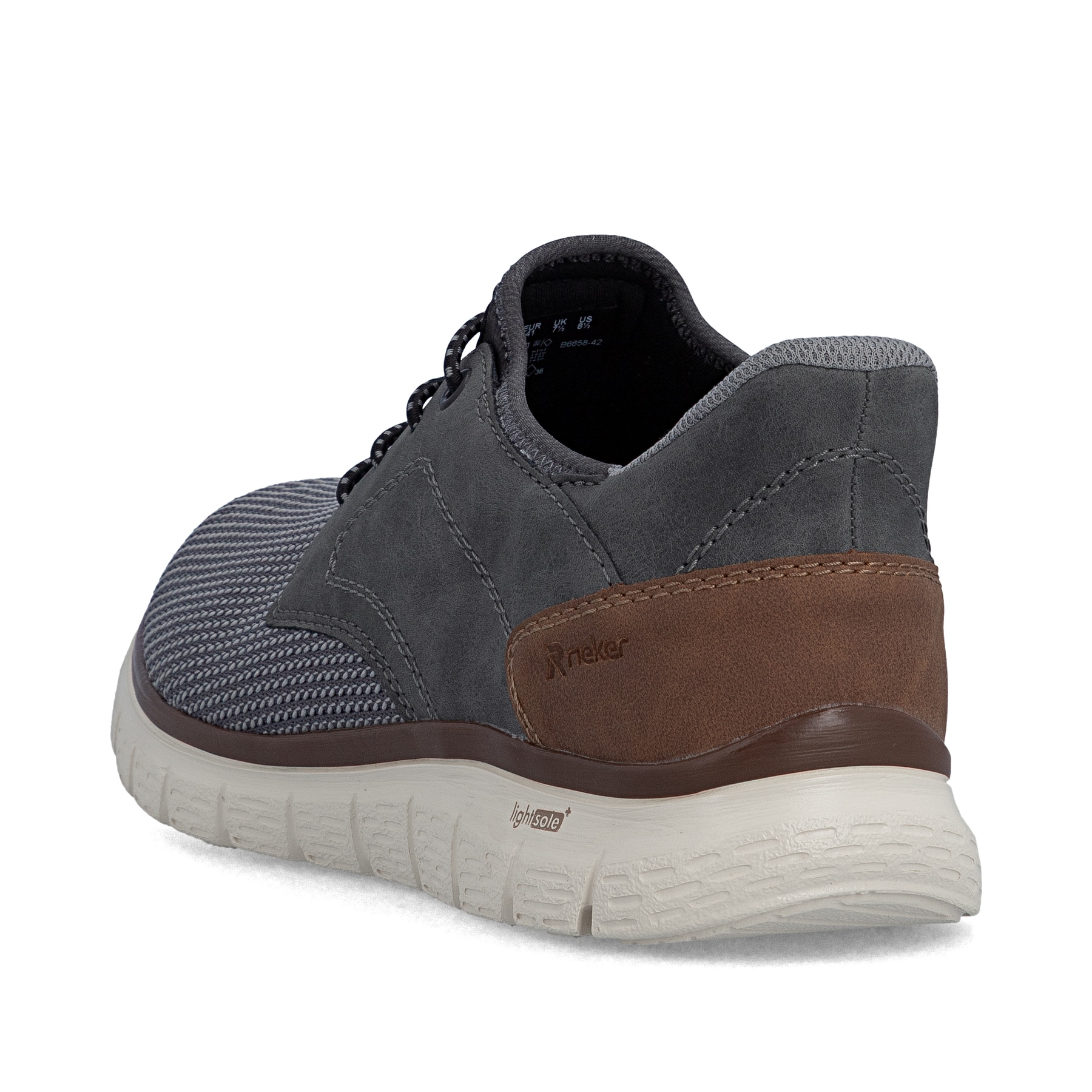 Mocassins Rieker gris pour homme B6658-42 avec fonction easy in Ready2GO. Chaussure vue de l'arrière.