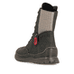 Dunkelgrün-beige Rieker Damen Schnürstiefel 53601-54 mit Deko-Reißverschluss. Schuh von hinten.