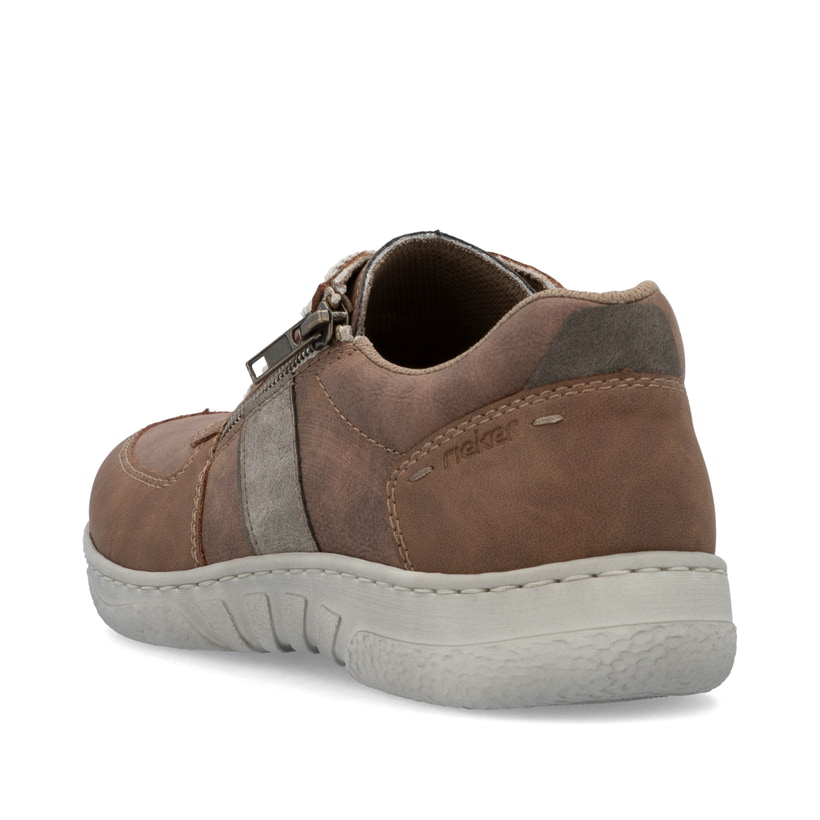 Braune Rieker Herren Schnürschuhe 03500-24 mit Reißverschluss sowie Extraweite H. Schuh von hinten.