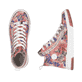 Mehrfarbige Rieker Damen Sneaker High N3945-91 in Löcheroptik mit Reißverschluss. Schuh von oben, liegend.