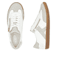 Weiße Rieker Damen Sneaker Low L9700-80 mit einem Reißverschluss. Schuh von oben, liegend.