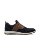 Mocassins Rieker bleus pour hommes 14750-15 avec bande élastique. Côté intérieur de la chaussure.