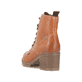 Karamellbraune Rieker Damen Schnürstiefel 77521-22 mit einem Reißverschluss. Schuh von hinten.