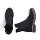 Schwarze Rieker Damen Chelsea Boots Z5076-00 mit Fellschaftrand. Schuh von oben, liegend.