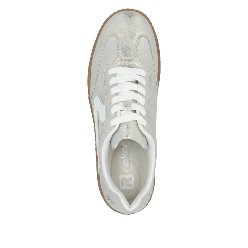 Metallische Rieker Damen Sneaker Low M5512-41 mit einer Schnürung. Schuh von oben.
