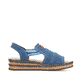 Blaue vegane Rieker Keilsandaletten 62982-12 mit moderner Spannnaht. Schuh Innenseite.