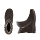 Dunkelbraune Rieker Damen Kurzstiefel L7162-25 aus Rauleder. Schuh von oben, liegend.