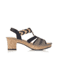 Schwarze Rieker Riemchensandaletten 638C7-00 mit einem Gummizug. Schuh Innenseite.