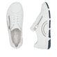 Weiße Rieker Damen Schnürschuhe 42424-80 mit runden Ziernähten. Schuh von oben, liegend.