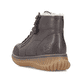 Dunkelbraune Rieker Damen Schnürstiefel 74234-25 mit modernen Ziernähten. Schuh von hinten.