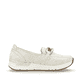 Beige Rieker Damen Loafer 58944-61 mit Deko-Kette sowie einem Gummizug. Schuh Innenseite.