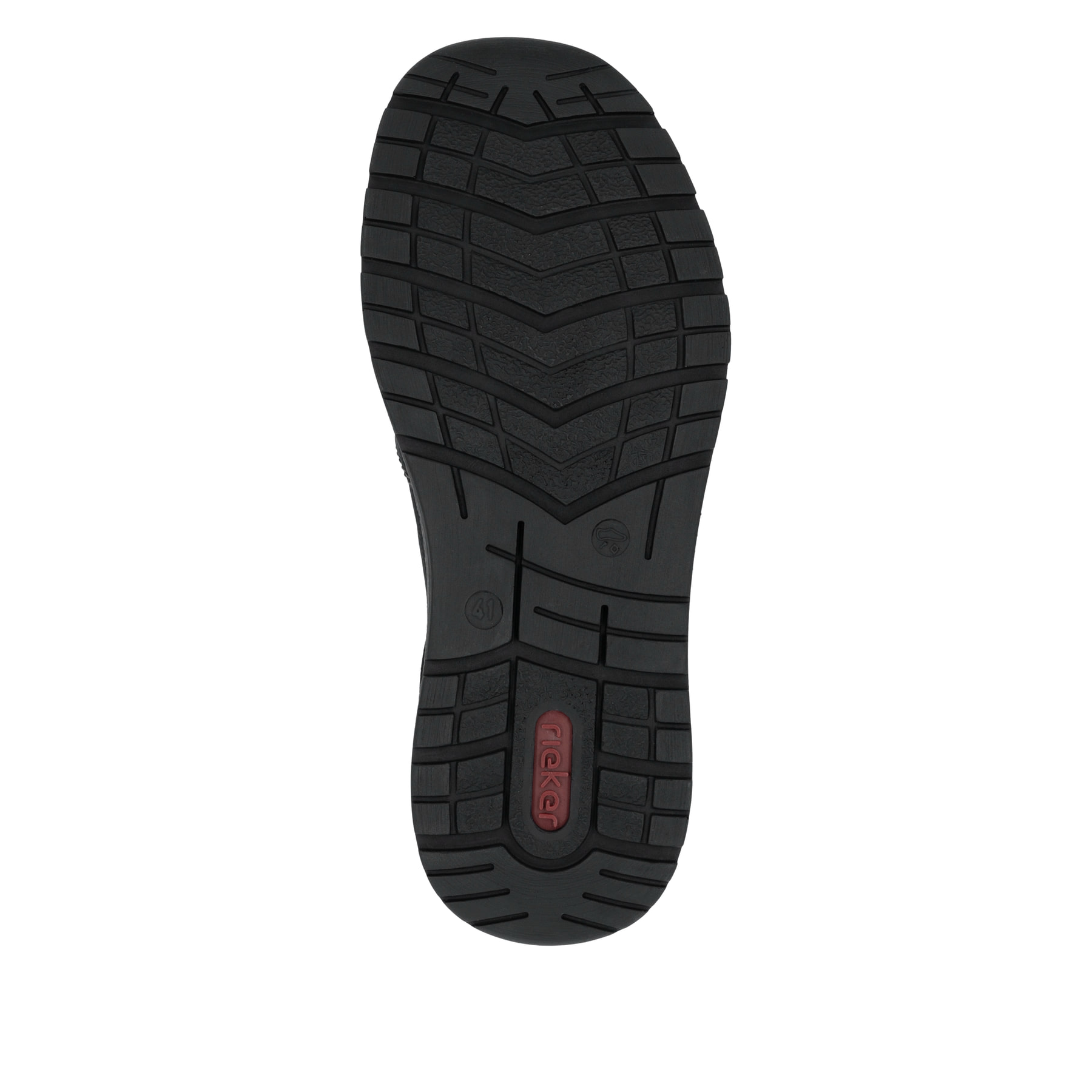 Tiefschwarze Rieker Herren Slipper B9062-00 mit einer schockabsorbierenden Sohle. Schuh Laufsohle