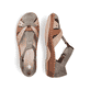 Grünbraune Rieker Damen Sandalen M1655-54, Barfußschuhe mit modernen Ziernähten. Schuh von oben, liegend.