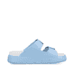 Blaue Rieker Damen Pantoletten P2180-10 mit Schnallen sowie ultraleichter Sohle. Schuh Innenseite.