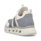 Weiße Rieker Damen Slipper M6061-90 mit ultra leichter und flexibler Sohle. Schuh von hinten.