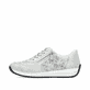 Baskets basses Rieker blanches pour femme N1112-80 avec motif floral. Côté extérieur de la chaussure.