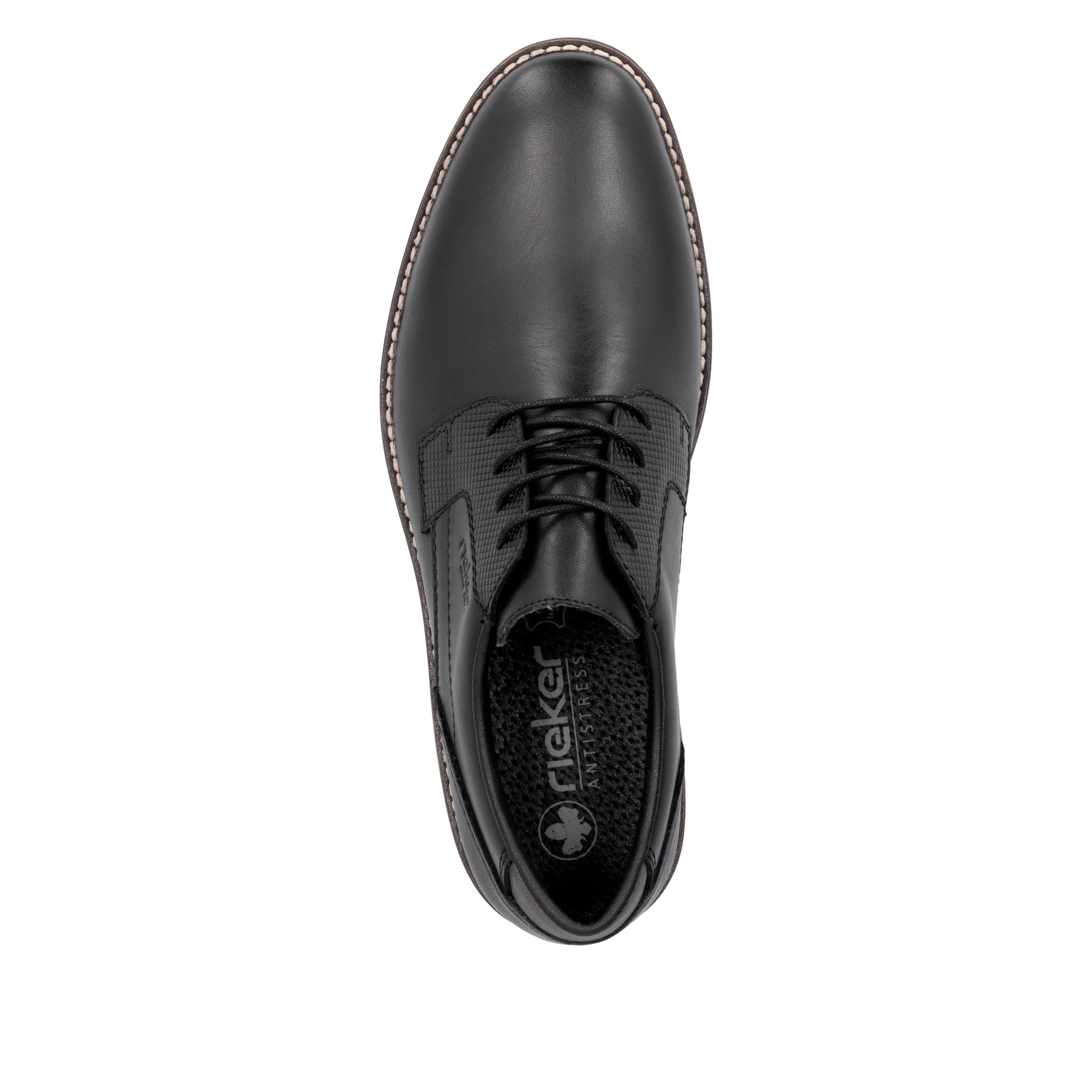 Schwarze Rieker Herren Schnürschuhe 13523-00 aus Glattleder. Schuh von oben.