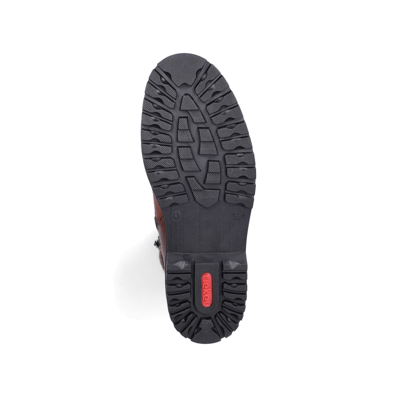 Braune Rieker Herren Schnürstiefel F3616-24 aus Glattleder. Schuh Laufsohle.
