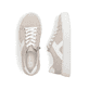 Beige Rieker Damen Sneaker Low N9920-62 mit einem Reißverschluss. Schuh von oben, liegend.