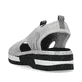 Metallische Rieker Damen Riemchensandalen V59B5-90 mit einem Gummizug. Schuh von hinten.