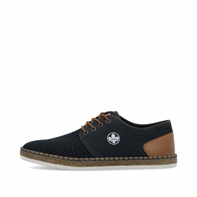 Blaue Rieker Herren Schnürschuhe B5249-14 mit der Komfortweite G 1/2. Schuh Außenseite.