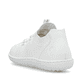 Weiße vegane Rieker Damen Slipper 52854-80, Barfußschuhe mit einem Gummizug. Schuh von hinten.