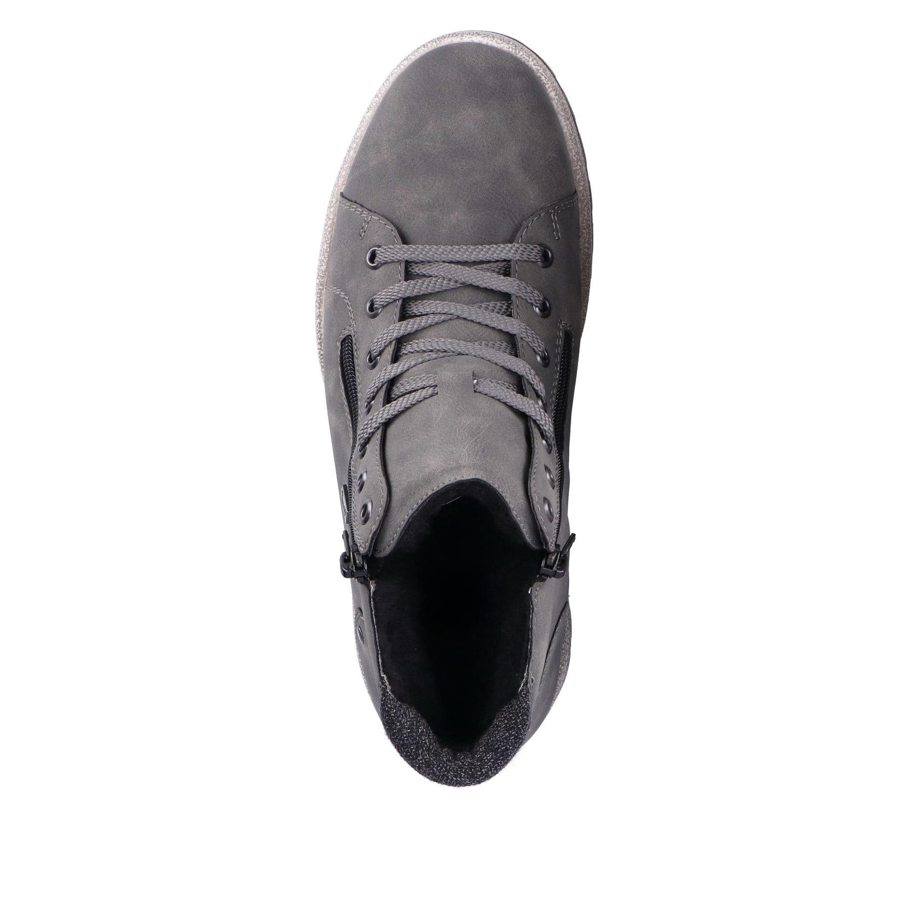 Mondgraue Rieker Herren Schnürstiefel 30721-45 mit Schnürung und Reißverschluss. Schuh von oben