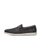 Blaue Rieker Herren Slipper B2356-14 mit einem Gummizug sowie Komfortweite G 1/2. Schuh Außenseite.