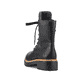 
Graphitschwarze Rieker Damen Biker Boots 72612-00 mit Schnürung und Reißverschluss. Schuh von hinten