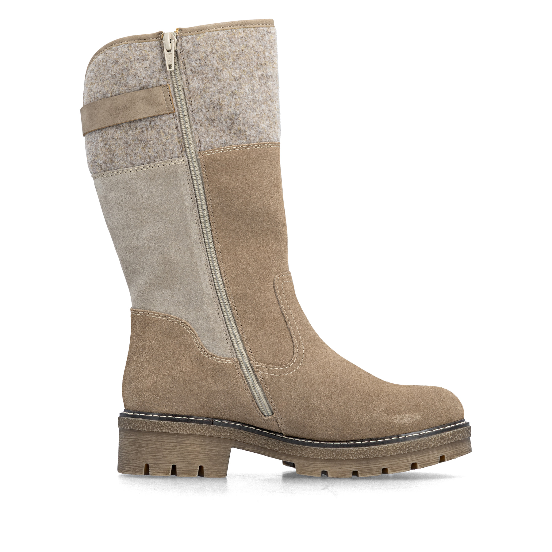 Beige Rieker Damen Hochschaftstiefel Y8153-64 aus Rauleder. Schuh Innenseite.