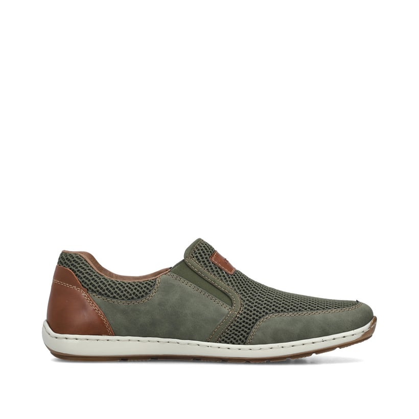 Chaussons Rieker verts pour homme 08869-54 avec bande élastique. Intérieur de la chaussure.
