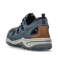 Blaue Rieker Herren Slipper 08065-17 mit einem Gummizug sowie der Komfortweite G. Schuh von hinten.