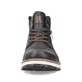 
Nachtschwarze Rieker Herren Schnürstiefel F3941-00 mit Schnürung und Reißverschluss. Schuh von vorne.