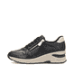 Schwarze Rieker Damen Sneaker Low N9301-00 mit einem Reißverschluss. Schuh Außenseite.