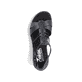 Schwarze Rieker Keilsandaletten 67480-01 mit trendigen Schnalle. Schuh von oben.